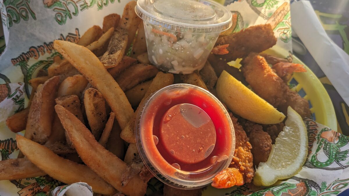 Loco Gecko Beach Shak in Myrtle Beach has a delicious shrimp basket called Da-Bomb Basket