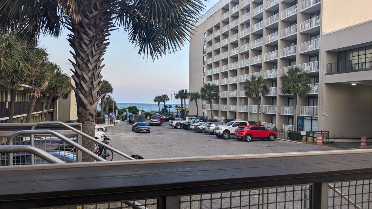 A picture of the ocean view from the deck at Loco Gecko Restaurant in Myrtle Beach, SC